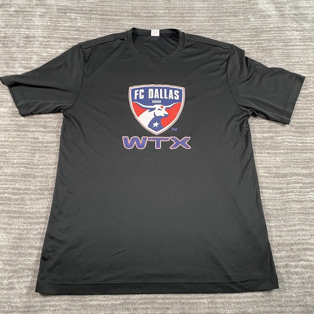 FC Dallas Shirt Mens Large Black MLS Soccer Sport-Tek WTX Crew Neck Tee